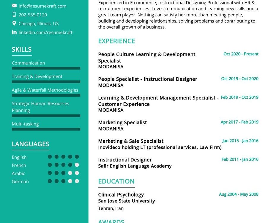 HR Specialist CV Sample