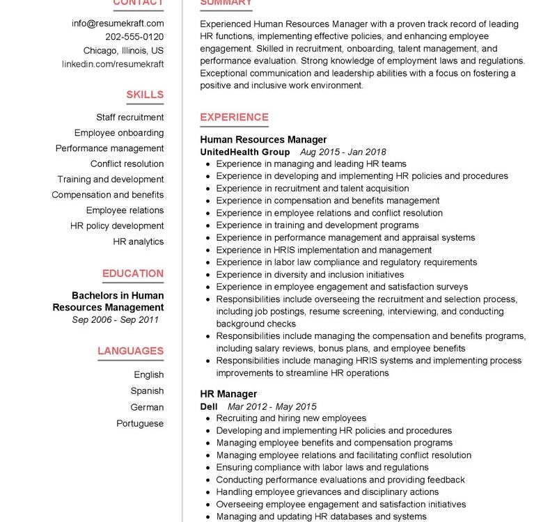 Human Resources Manager Resume Sample in 2024 ResumeKraft