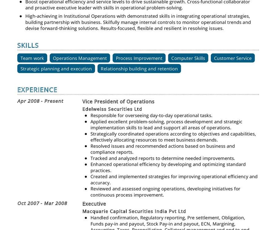 Institutional Operations CV Sample in 2024 - ResumeKraft