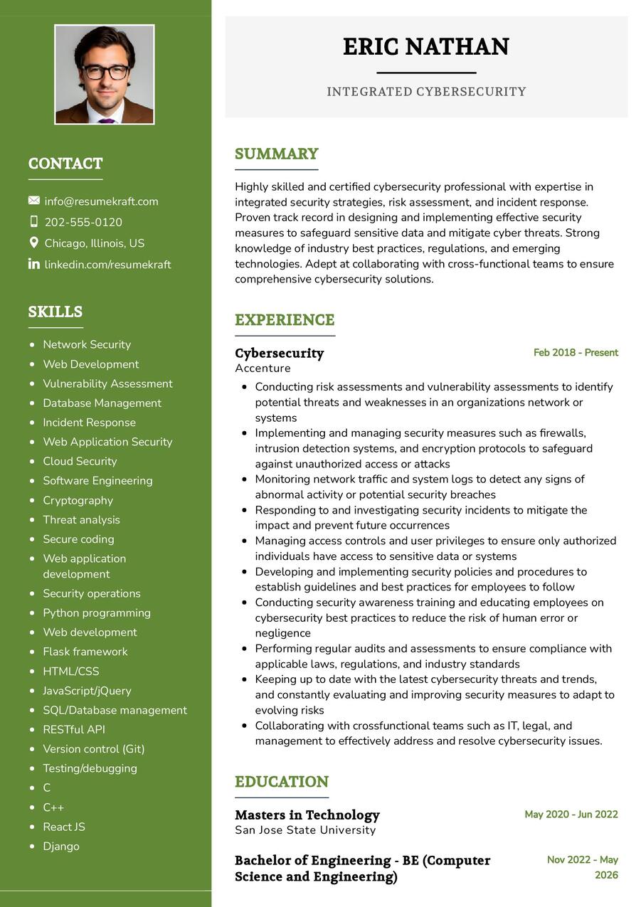 Integrated Cybersecurity CV Sample in 2025 - ResumeKraft