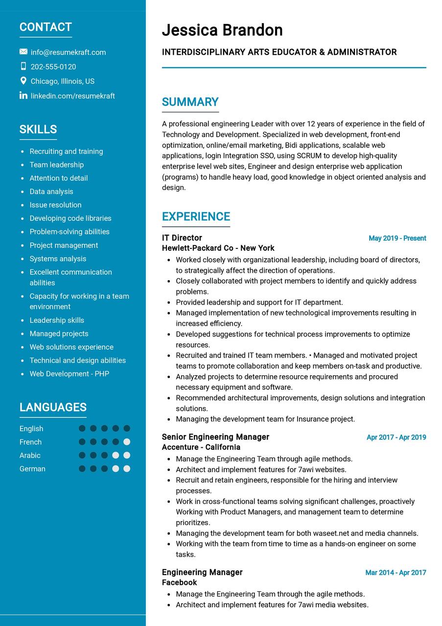 Interdisciplinary Arts Educator CV Sample in 2024 - ResumeKraft