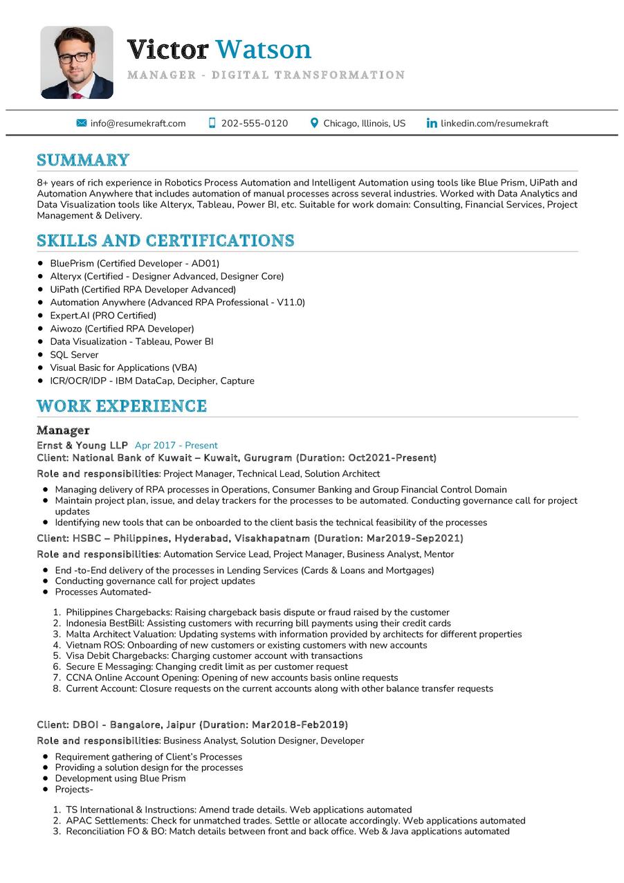 Manager - Digital Transformation CV Example in 2024 - ResumeKraft