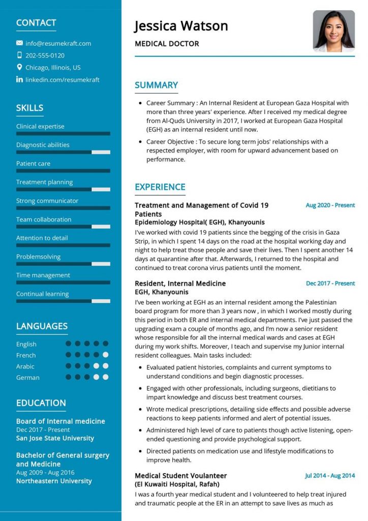Healthcare Resume Samples in 2024 - Medical Doctor CV Sample 724x1024 