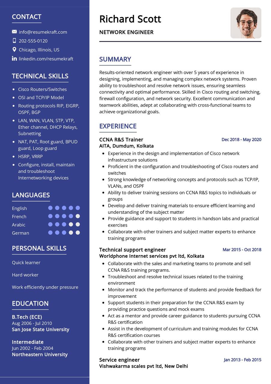 Network Engineer CV Sample in 2024 - ResumeKraft