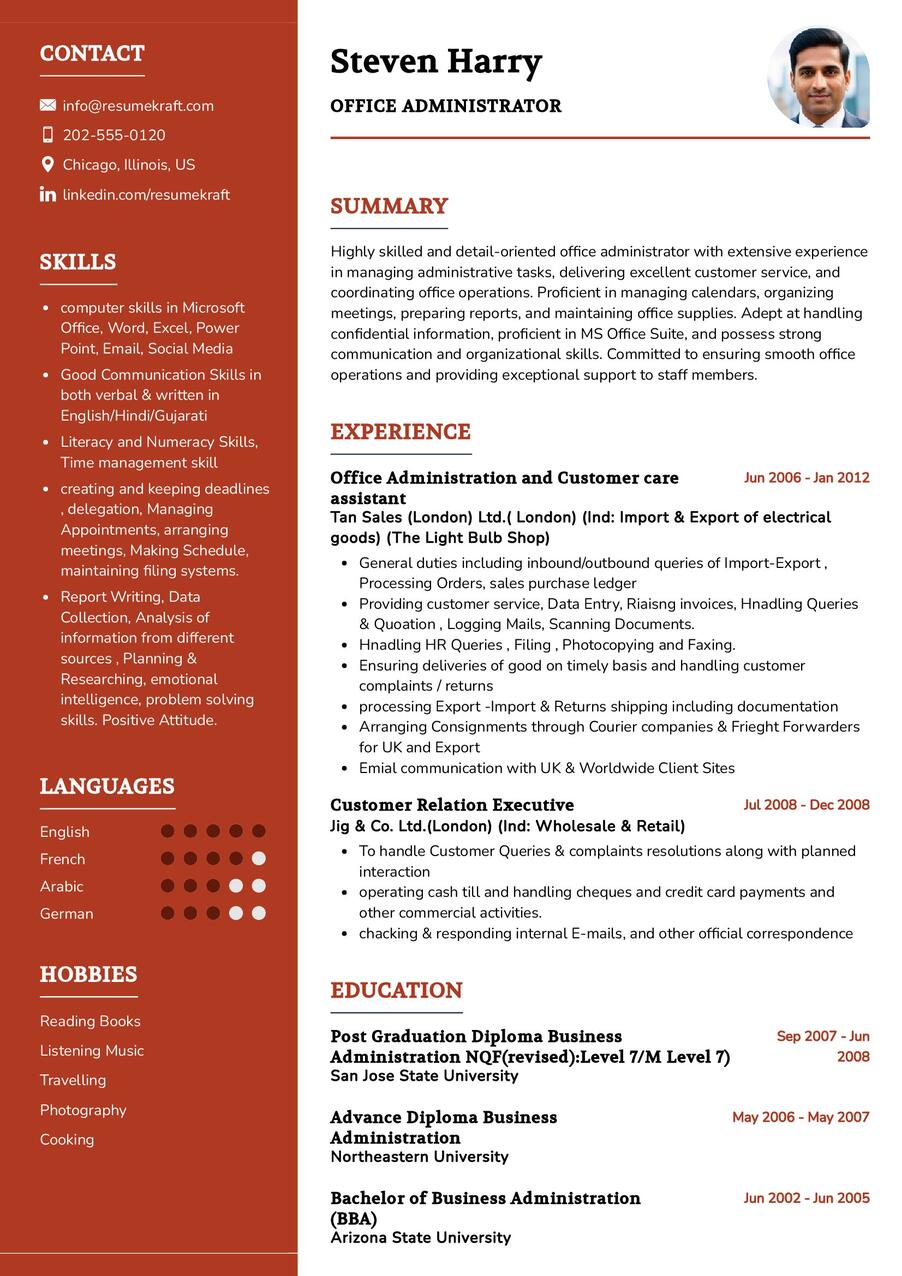 Office Administrator CV Sample in 2024 - ResumeKraft