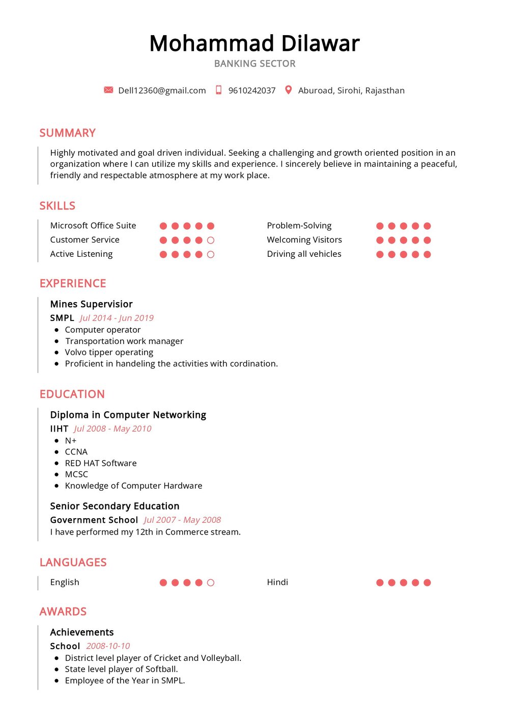 Personal Assistant CV Sample