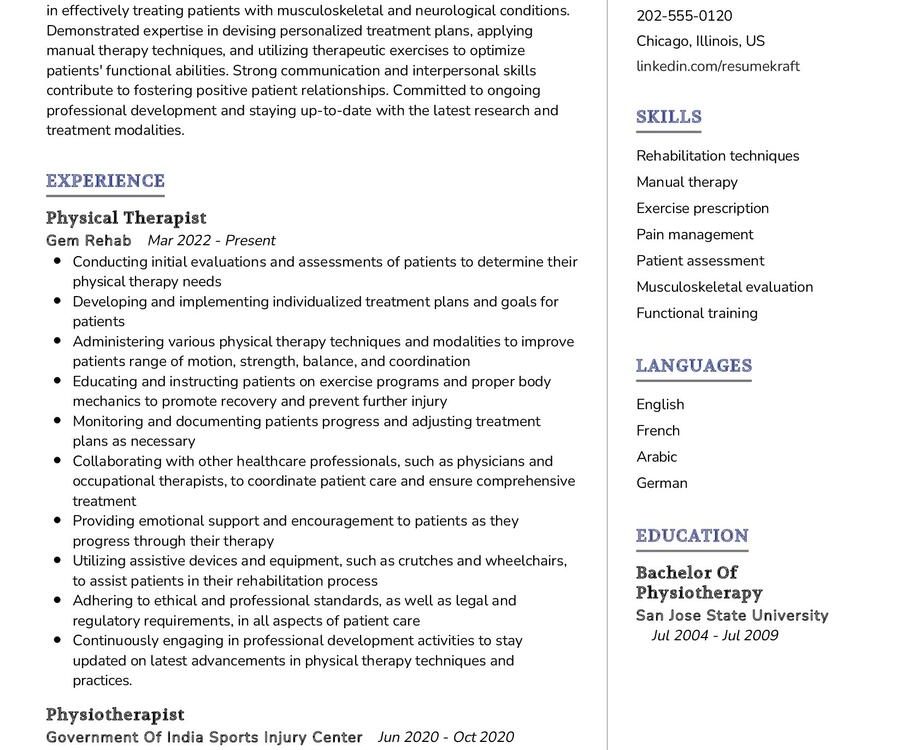 Physical Therapist CV Sample In 2024 ResumeKraft   Physical Therapist CV Sample 903x750 