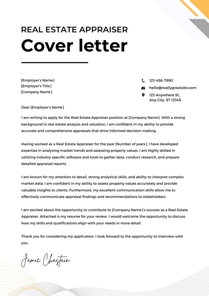 appraisal job cover letter