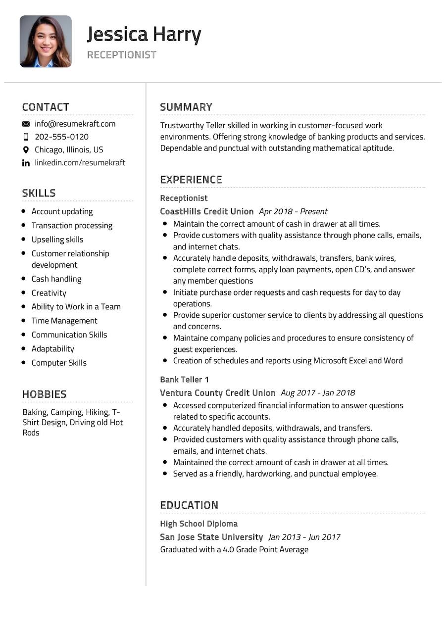 Receptionist Resume Examples 2024 Pdf Yetty Katharyn