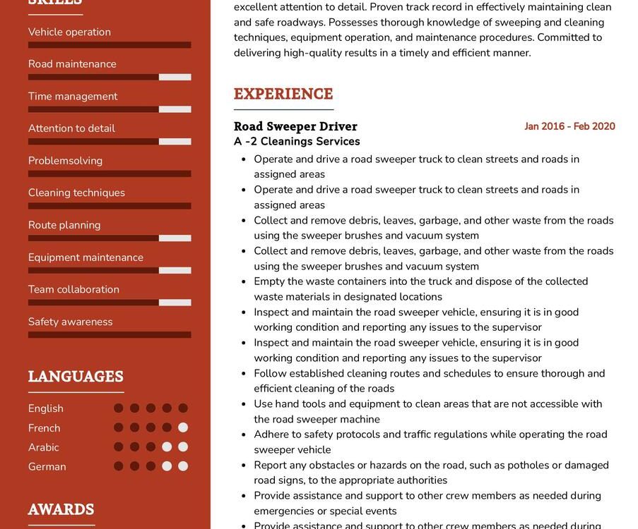 Sweeper Driver Job Description at Michael Estep blog