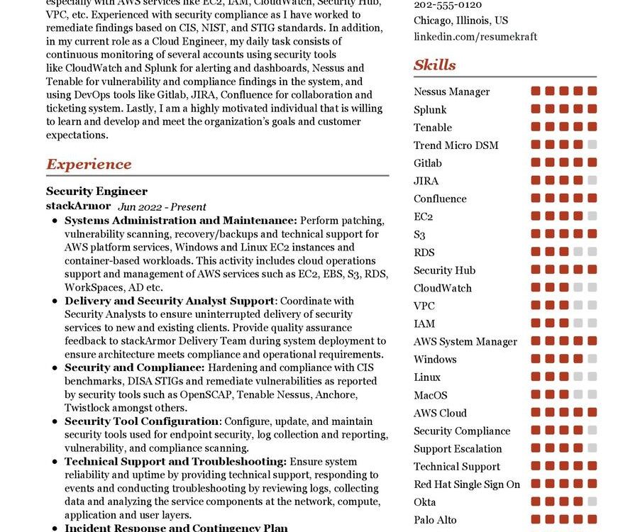 Security Engineer CV Example