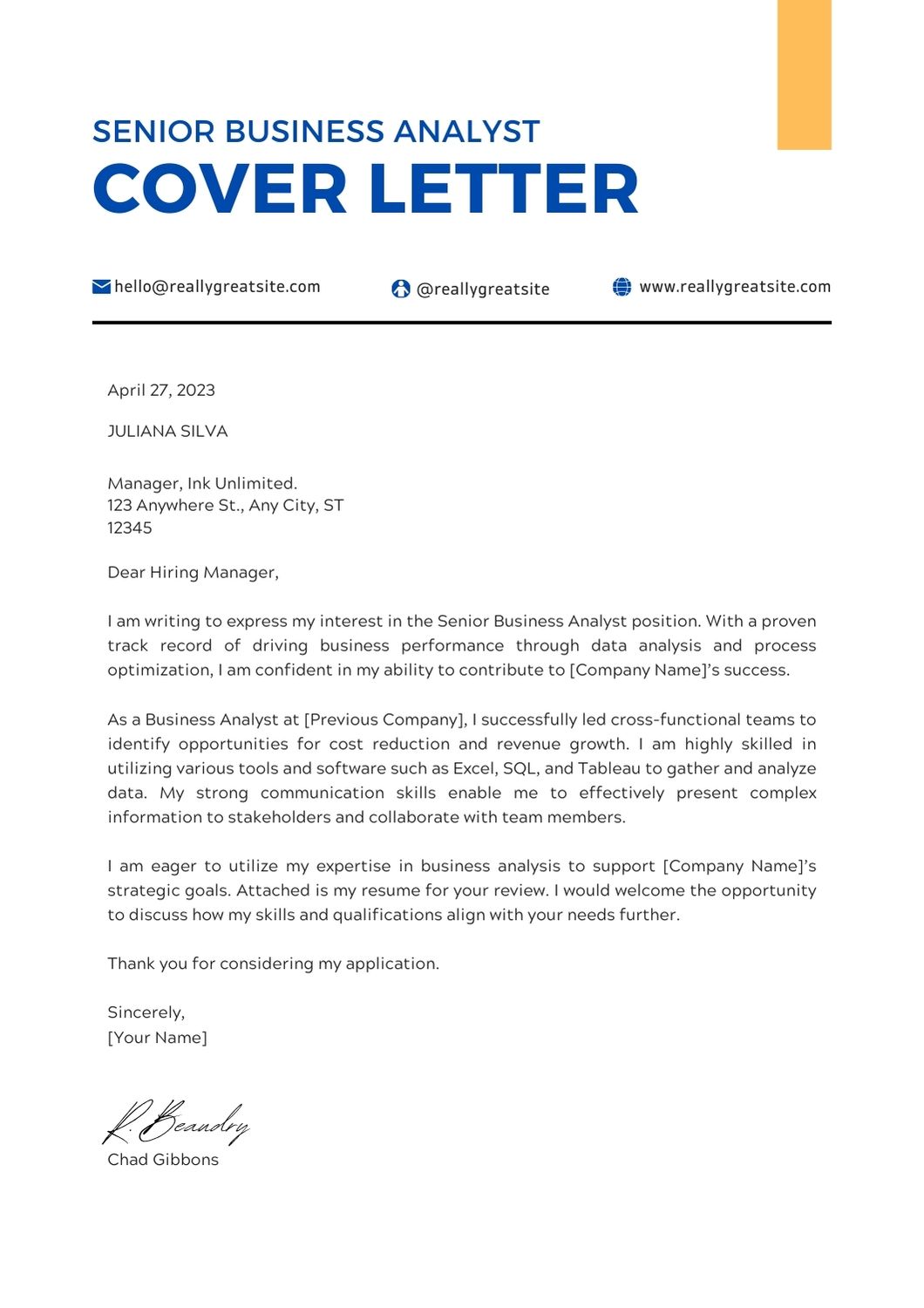 grant analyst cover letter