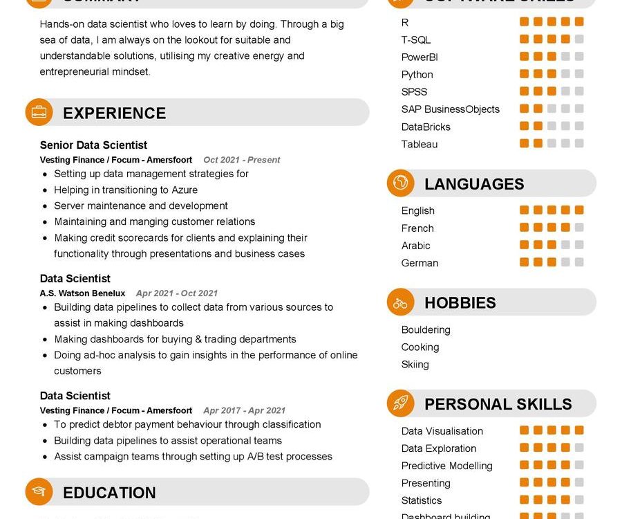 Senior Data Scientist CV Example