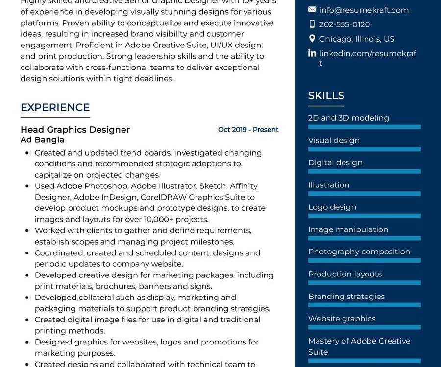 Senior Graphic Designer CV Sample