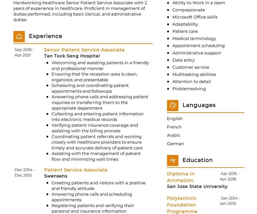 senior-patient-service-associate-cv-example-in-2024-resumekraft