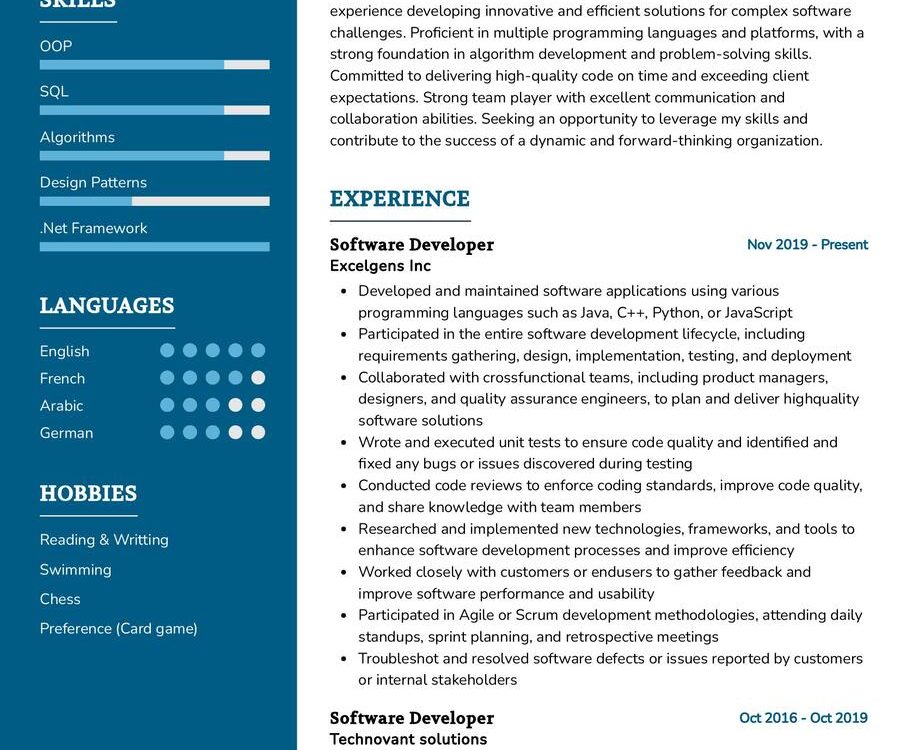 Software Developer CV Example in 2024 - ResumeKraft