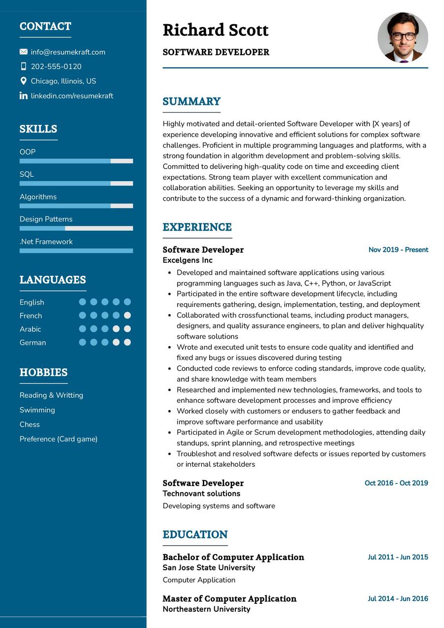 Software Developer CV Example in 2024 - ResumeKraft