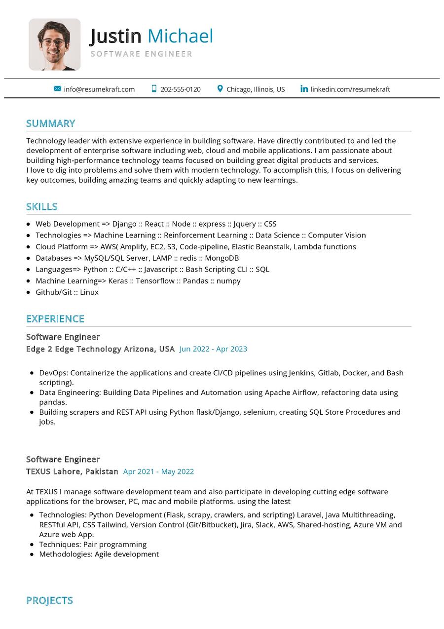 Software Engineer CV Sample in 2024 - ResumeKraft