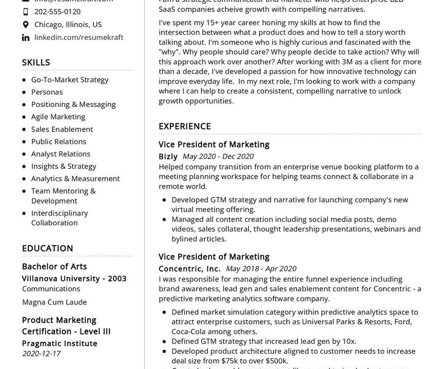 Strategic Communicator CV Example