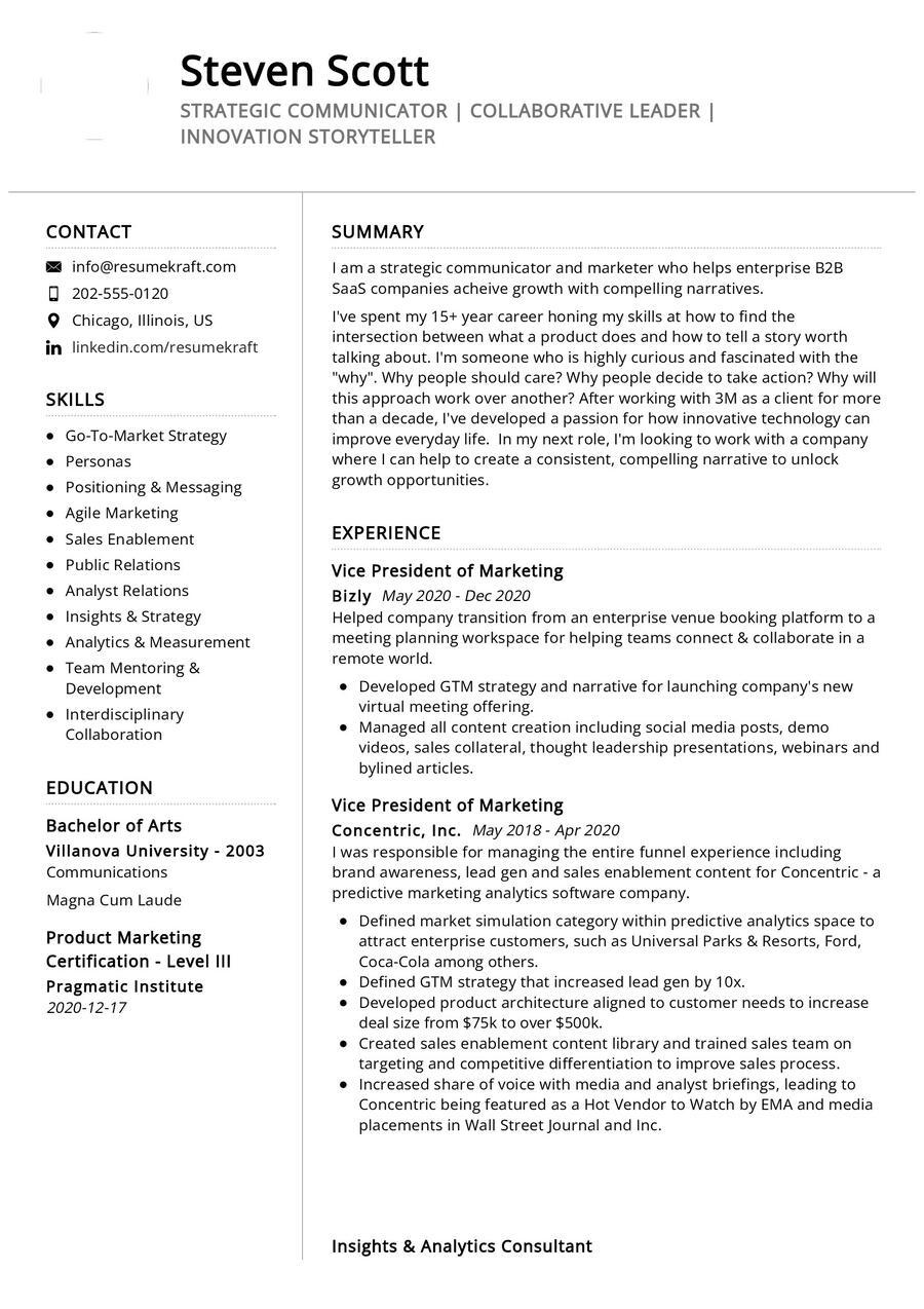 Strategic Communicator CV Example