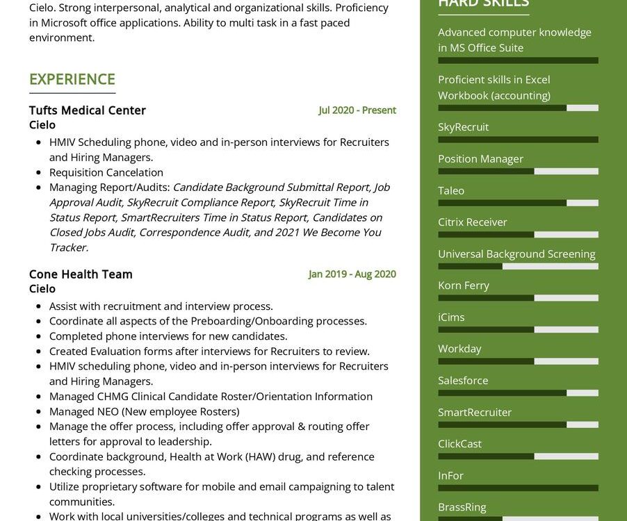 Talent Acquisition Coordinator CV Example