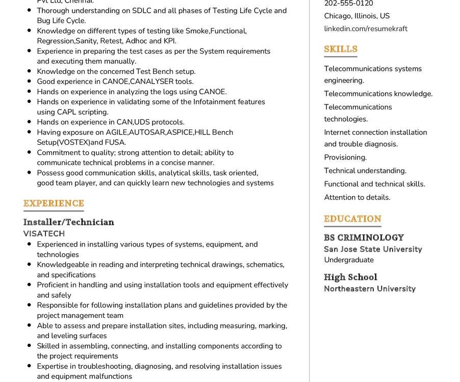 Validation Engineer CV Example in 2024 - ResumeKraft