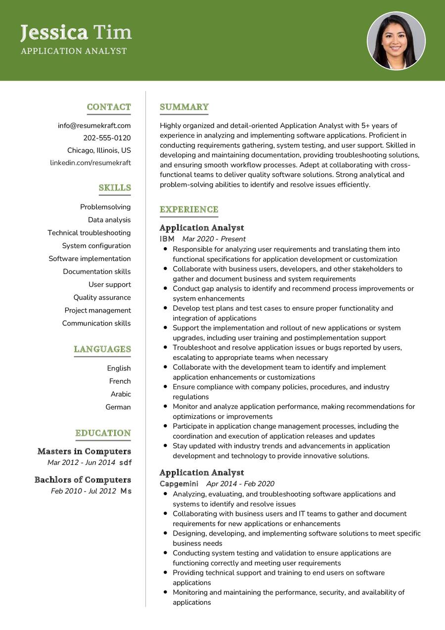 Application Analyst Resume Sample in 2024 - ResumeKraft