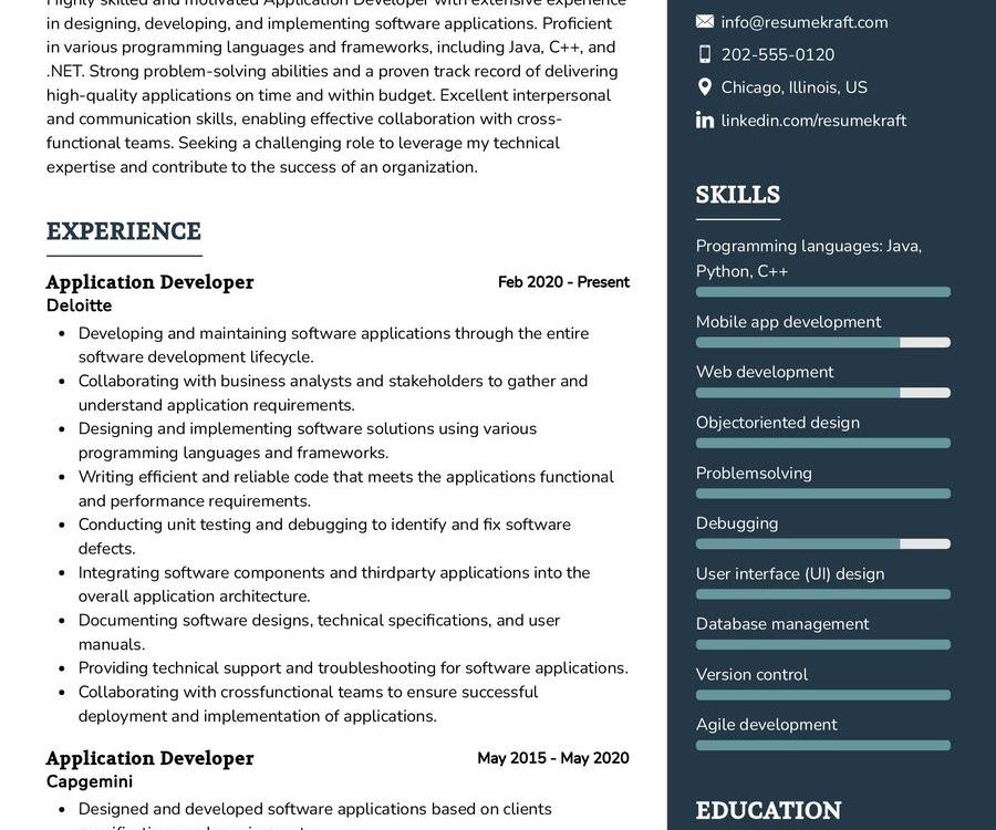 Application Developer Resume Sample in 2024 - ResumeKraft