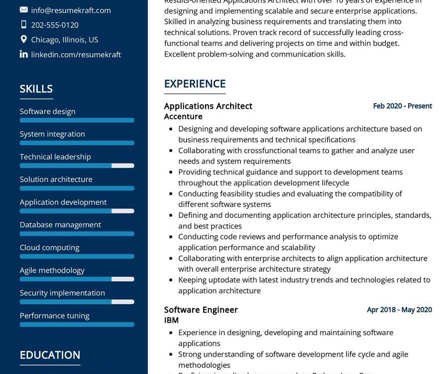 Applications Architect Resume Sample in 2024 - ResumeKraft