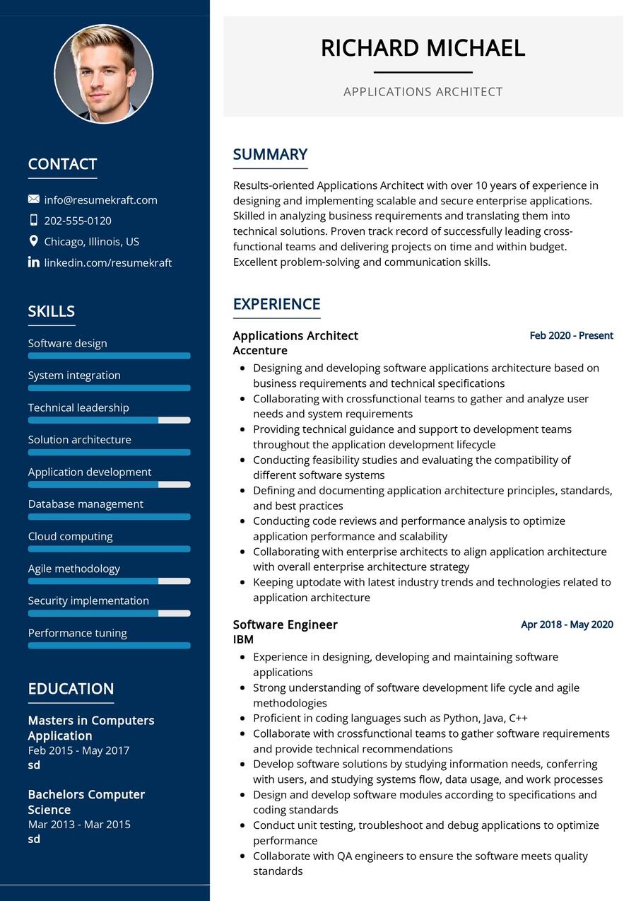 Applications Architect Resume Sample in 2024 - ResumeKraft