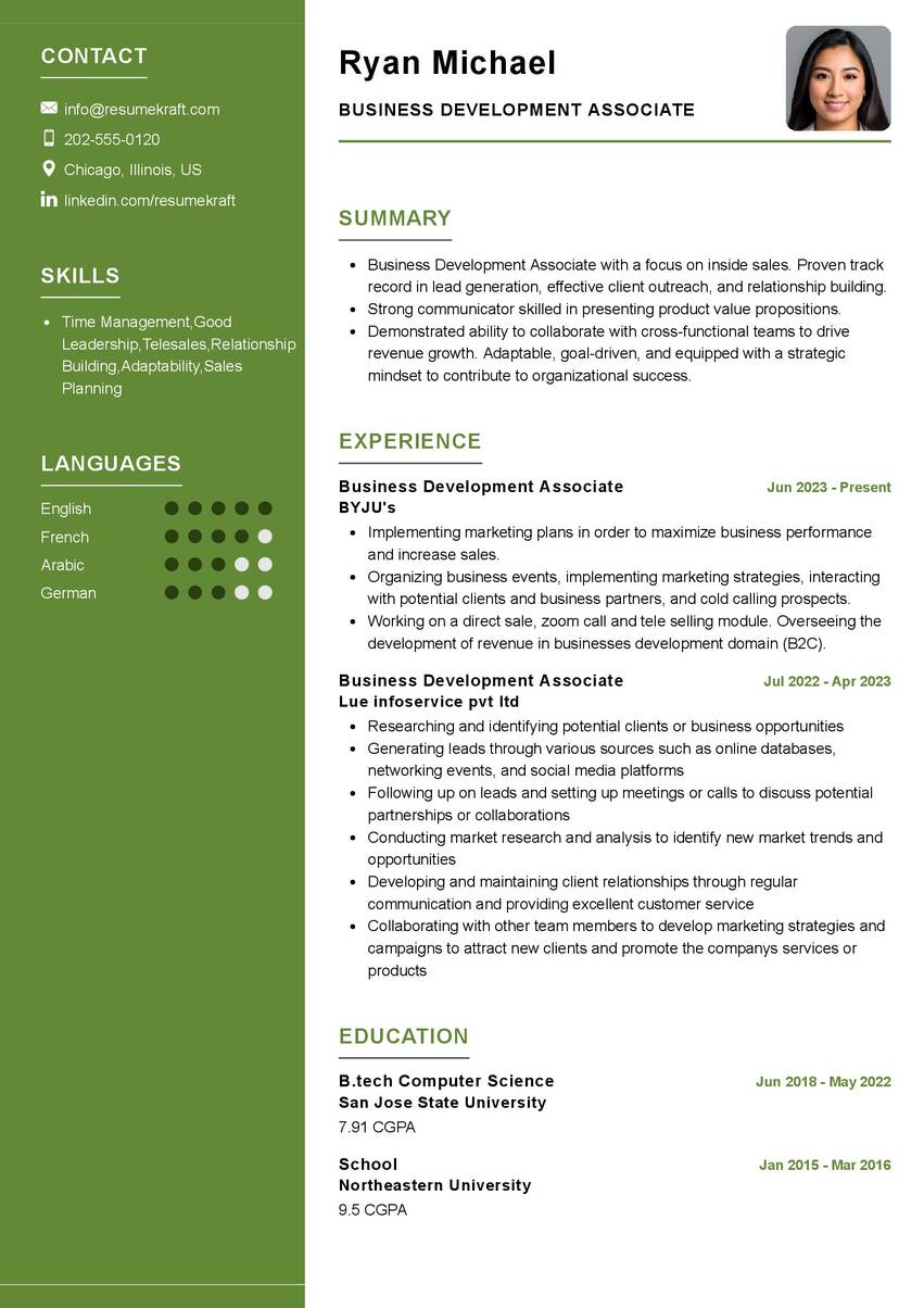 Business Development Associate Resume Sample in 2024 - ResumeKraft