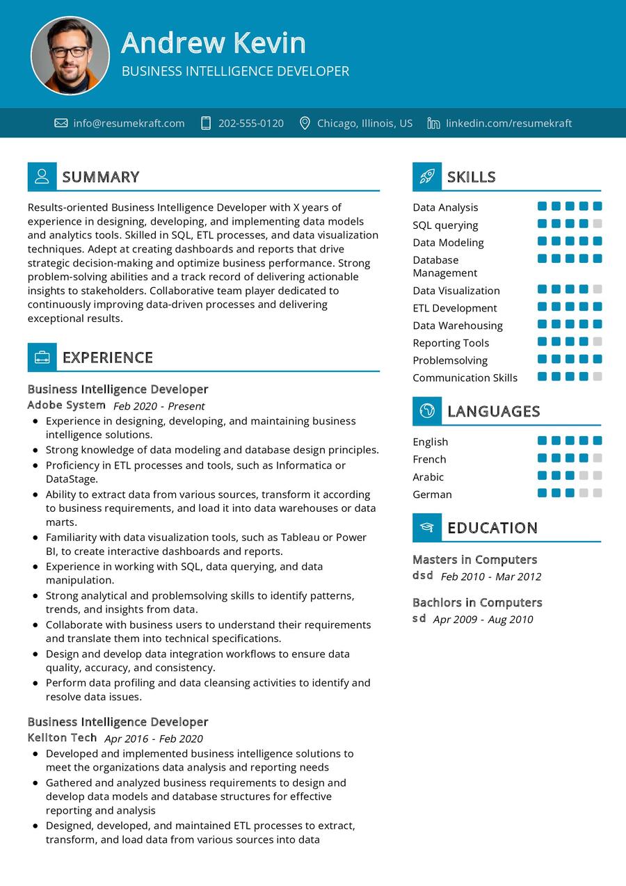 Business Intelligence Developer Resume Sample in 2024 - ResumeKraft