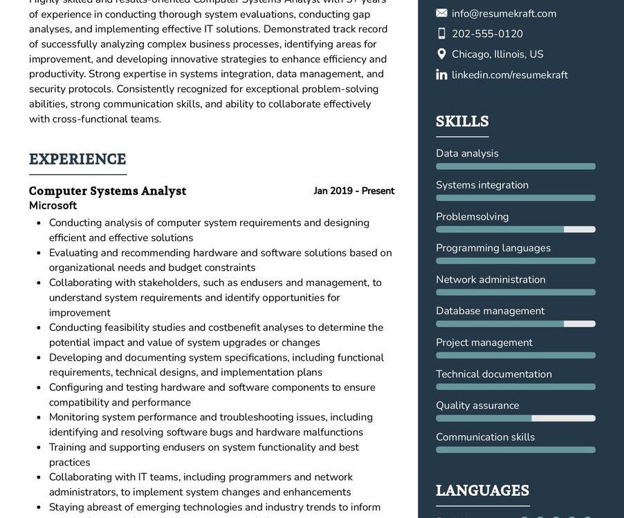 Computer Systems Analyst Resume Sample