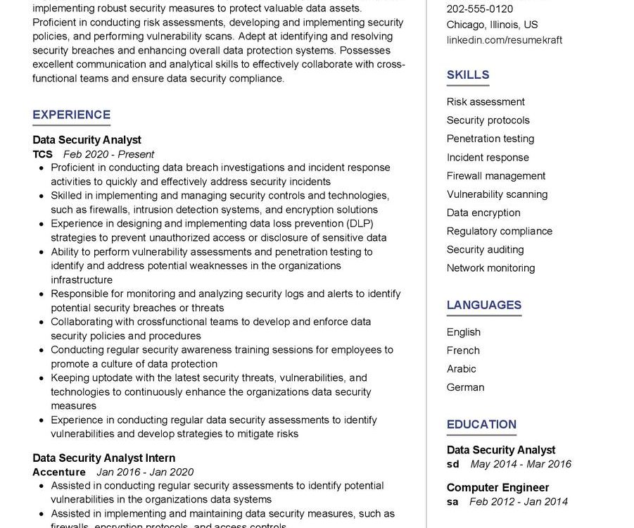 Data Security Analyst Resume Sample In 2025 Resumekraft 1781