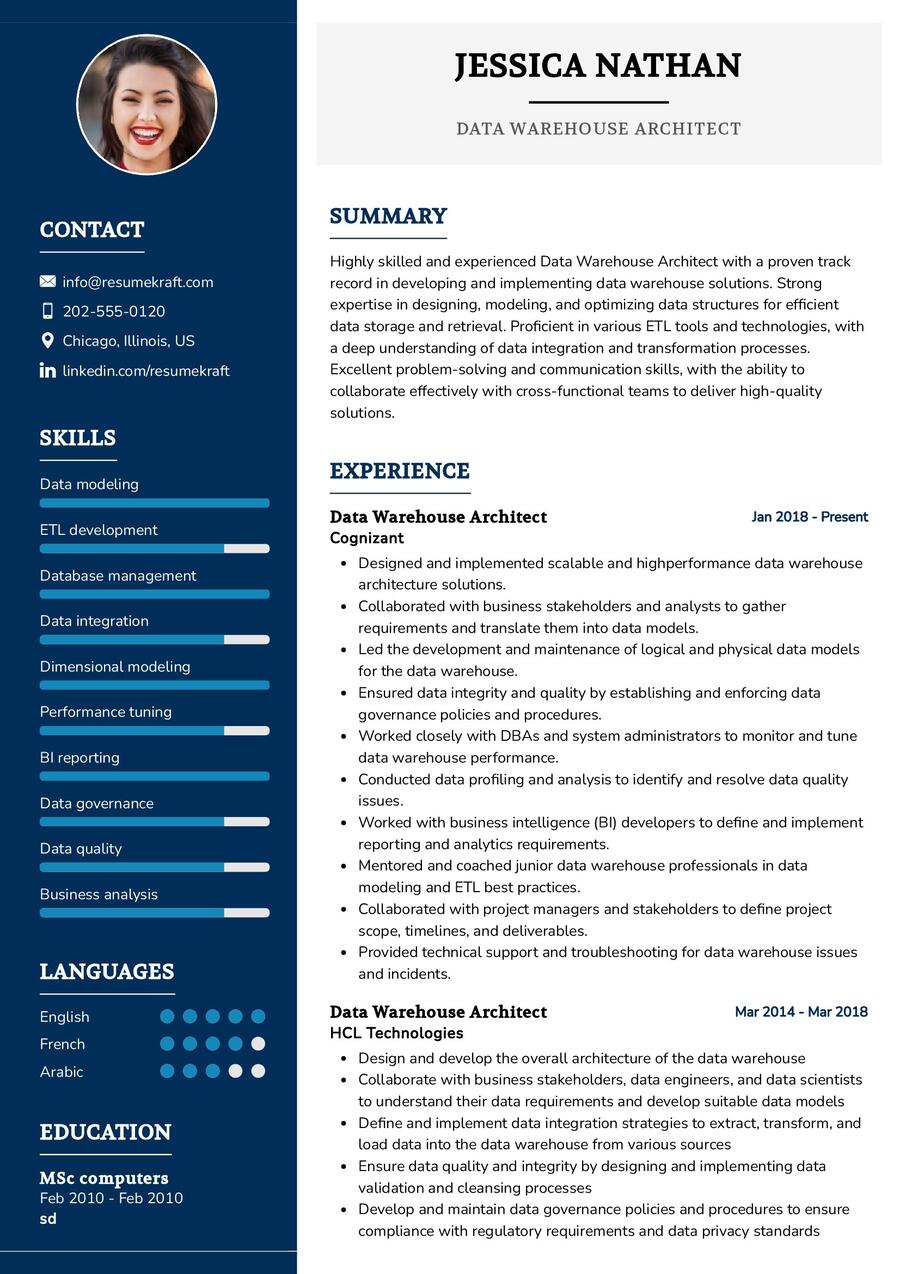 Data Warehouse Architect Resume Sample in 2024 - ResumeKraft