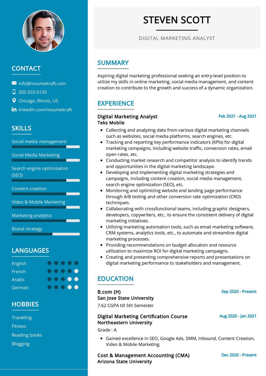 Digital Marketing Analyst Resume Sample in 2024 - ResumeKraft