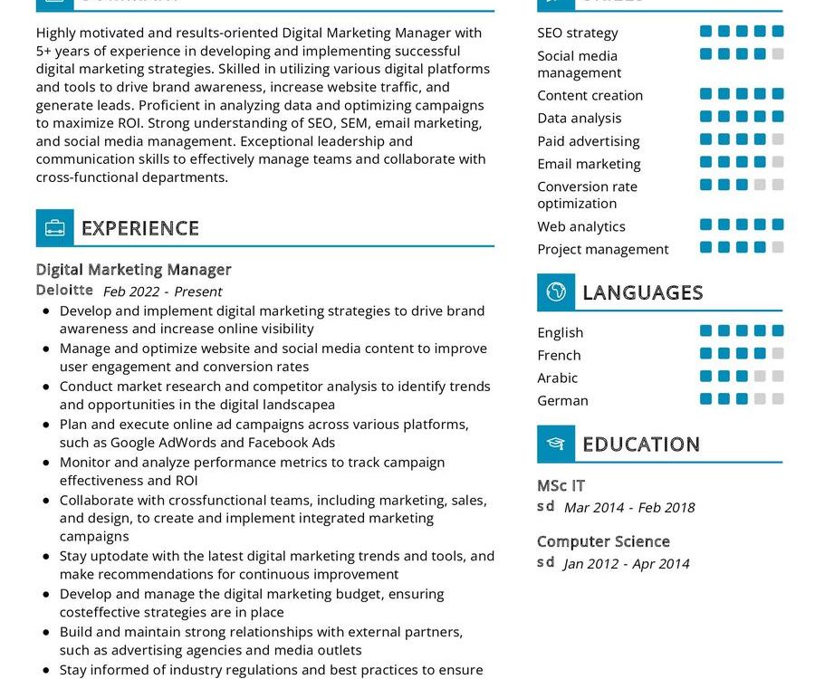 Digital Marketing Manager Resume Sample in 2024 - ResumeKraft