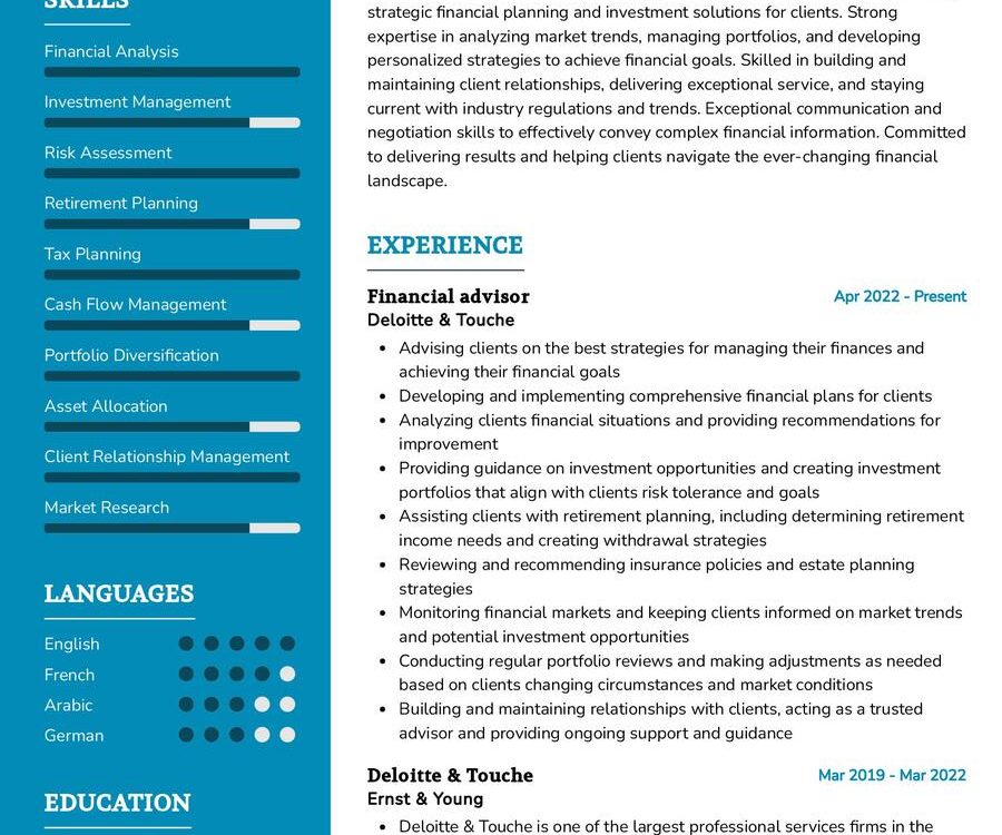 Financial Advisor Resume Sample in 2024 - ResumeKraft