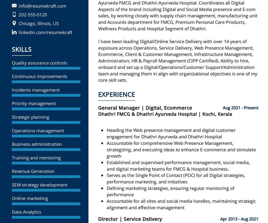 General Manager Digital Ecommerce Resume Sample In 2024 - ResumeKraft