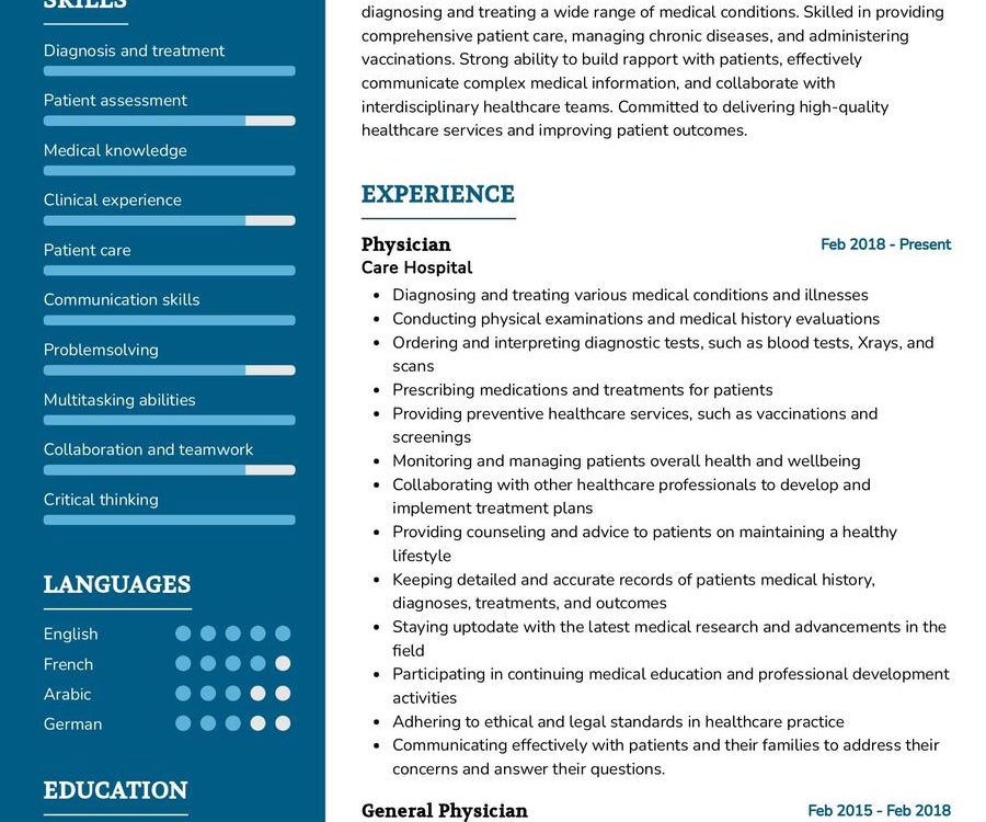 General Physician Resume Sample