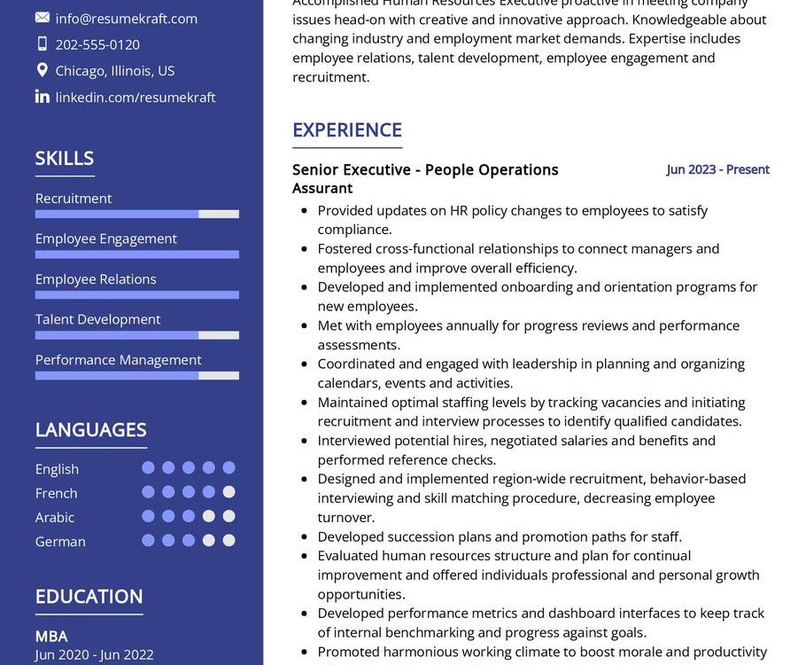 Human Resource Professional CV Example
