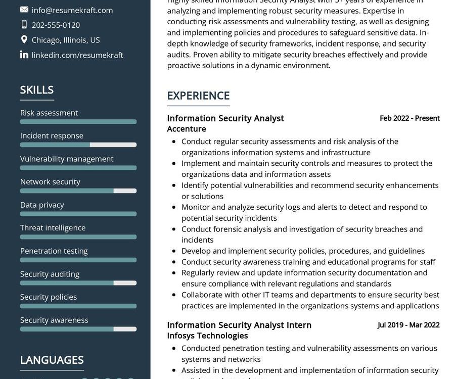 Information Security Analyst Resume Sample In 2024 ResumeKraft   Information Security Analyst Resume Sample 902x750 