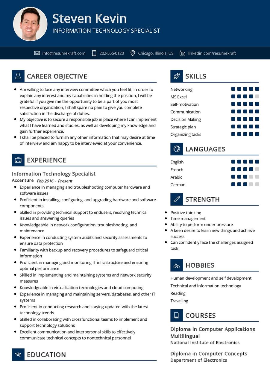 Information Technology Specialist Resume Sample 