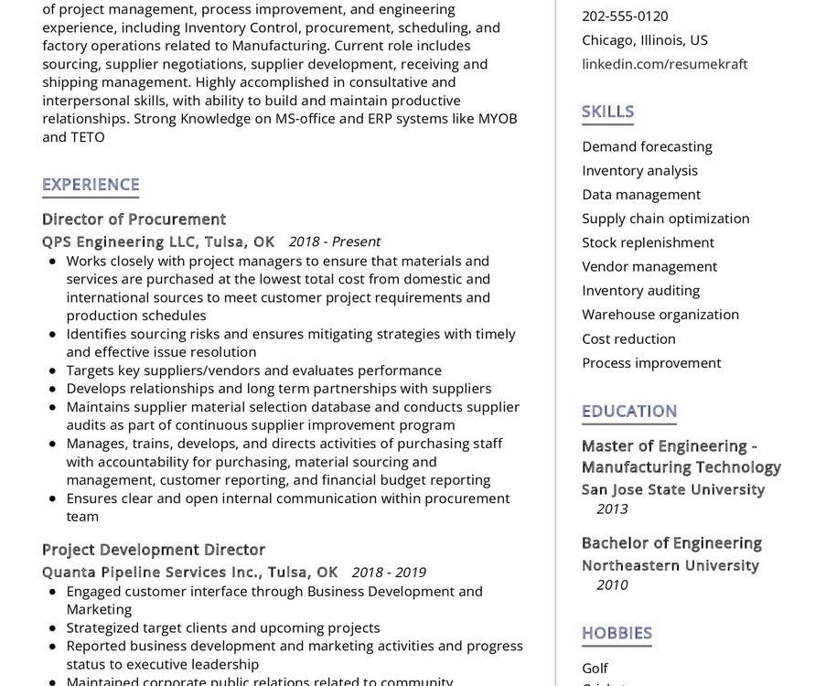 Inventory Control CV Example in 2024 - ResumeKraft