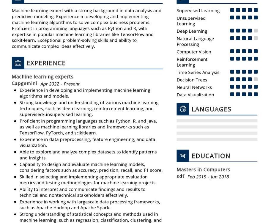 Machine Learning Expert Resume Sample in 2024 - ResumeKraft