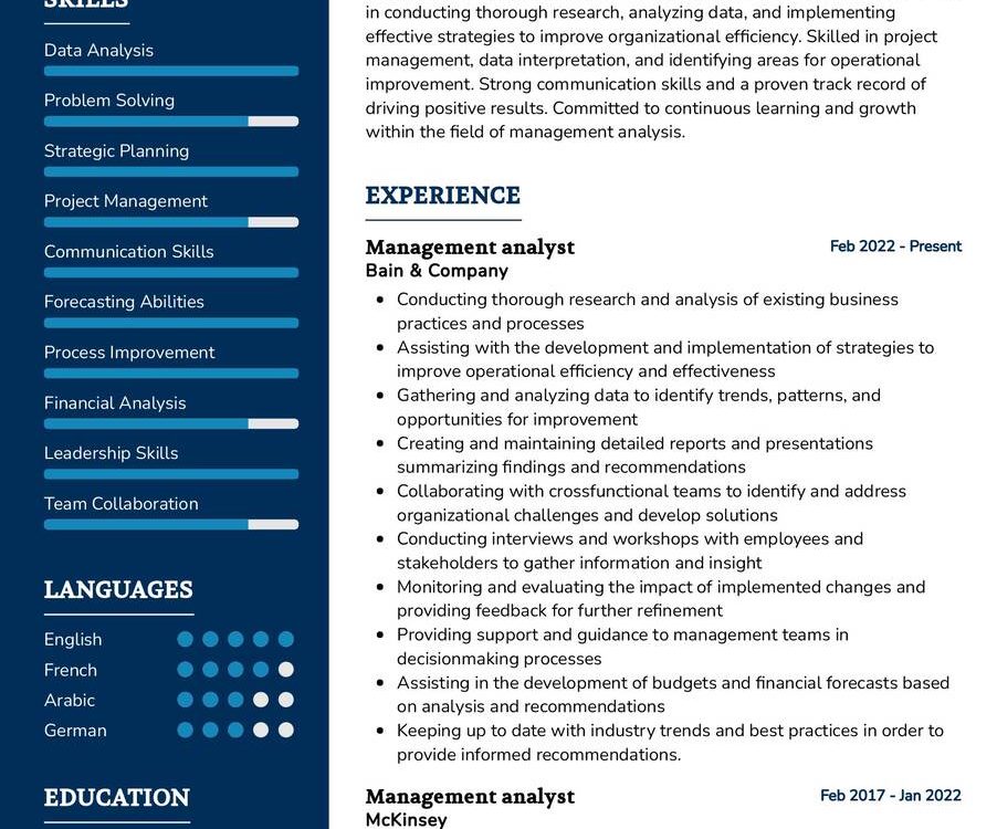 Management Analyst Resume Sample in 2024 - ResumeKraft