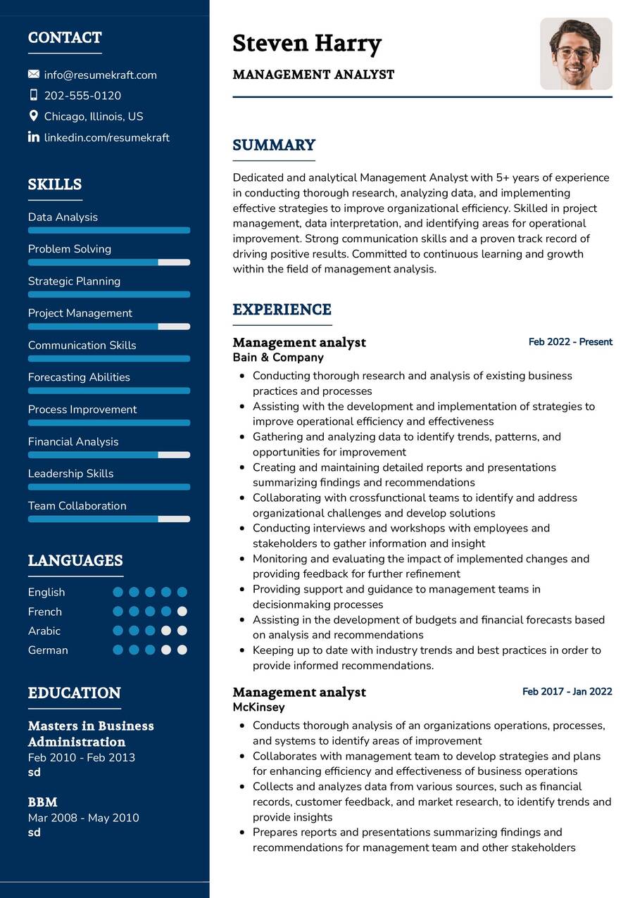 Management Analyst Resume Sample in 2024 - ResumeKraft