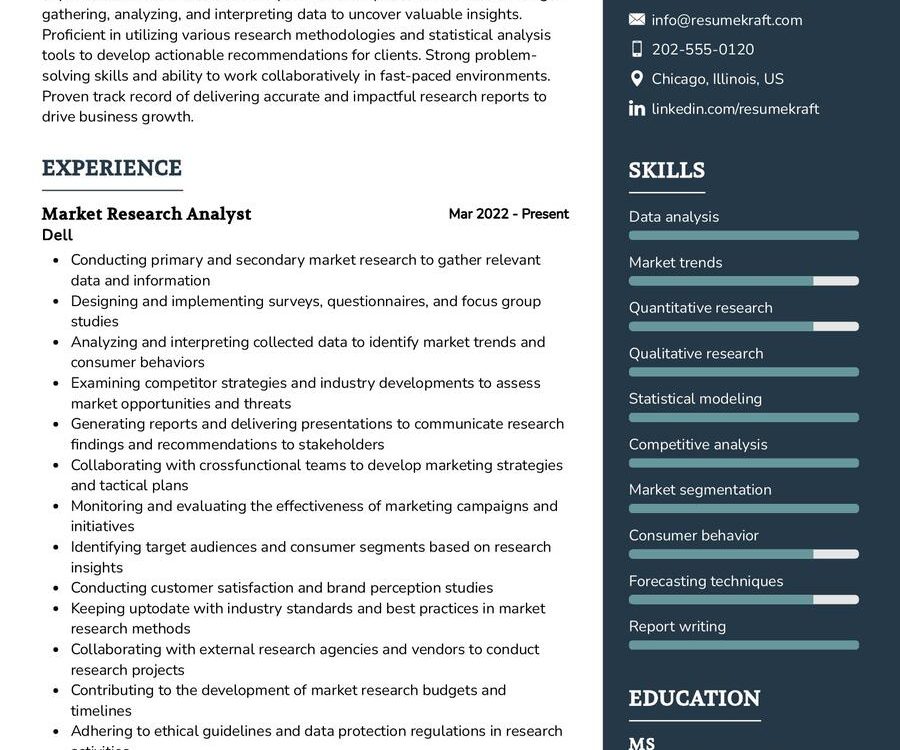 Market Research Analyst Resume Sample