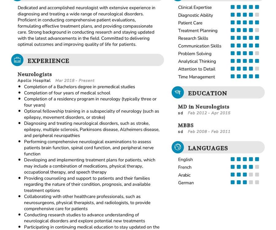 Neurologists Resume Sample