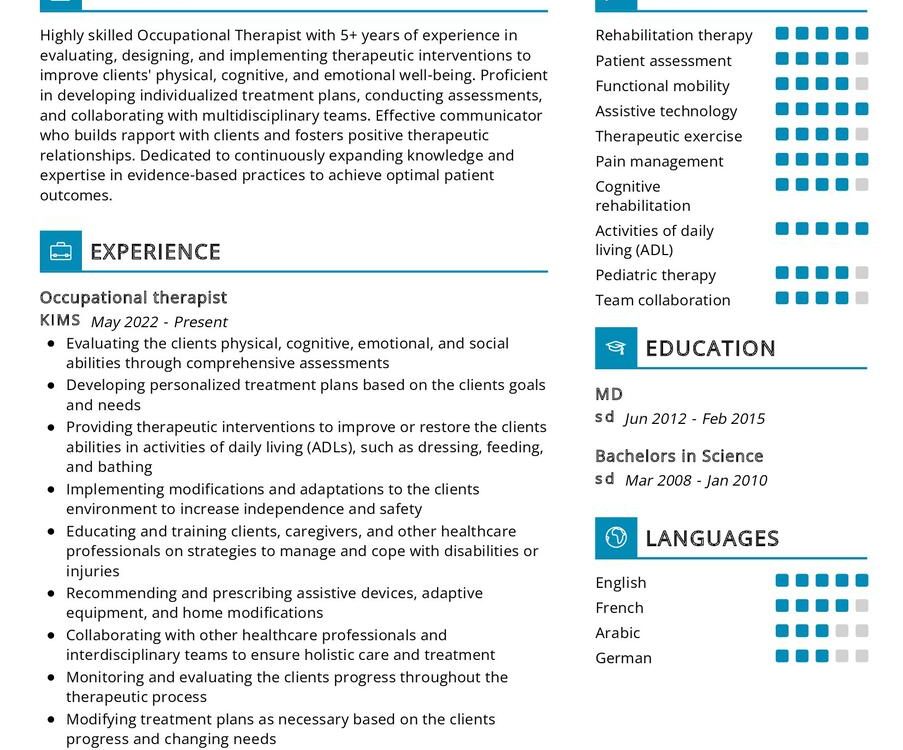 Occupational Therapist Resume Sample In 2024 ResumeKraft   Occupational Therapist Resume Sample 903x750 